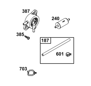 Fuel Supply Group Diagram and Parts List for 40U877-0020-G1  Briggs and Stratton Engine